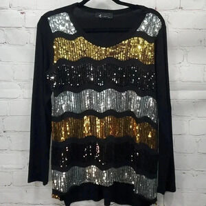 Monamie Black Highlow Top Black, Silver, and Gold Sequins